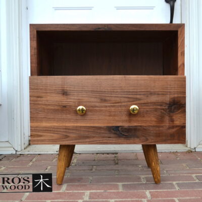 Walnut Bedside Table & Drawer
